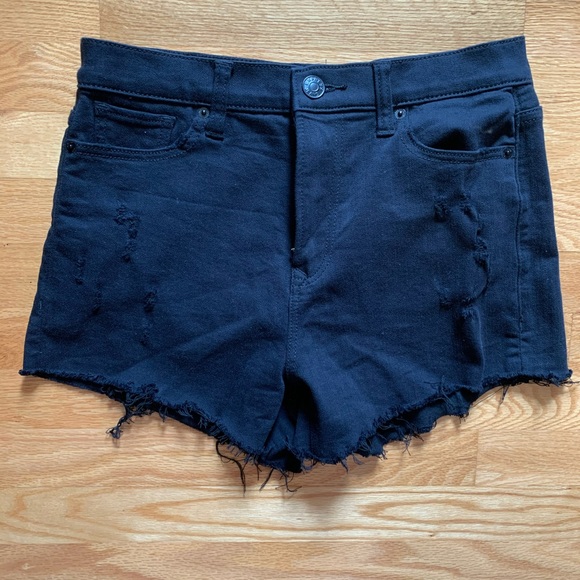 Express Pants - Express Black Distressed High Waist Denim Shorts